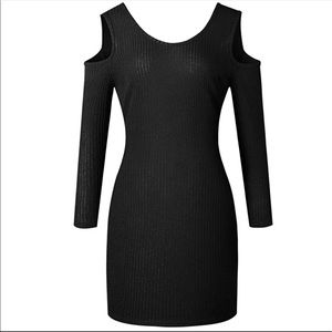 NWOT Black Cold Shoulder Sweater Dress
